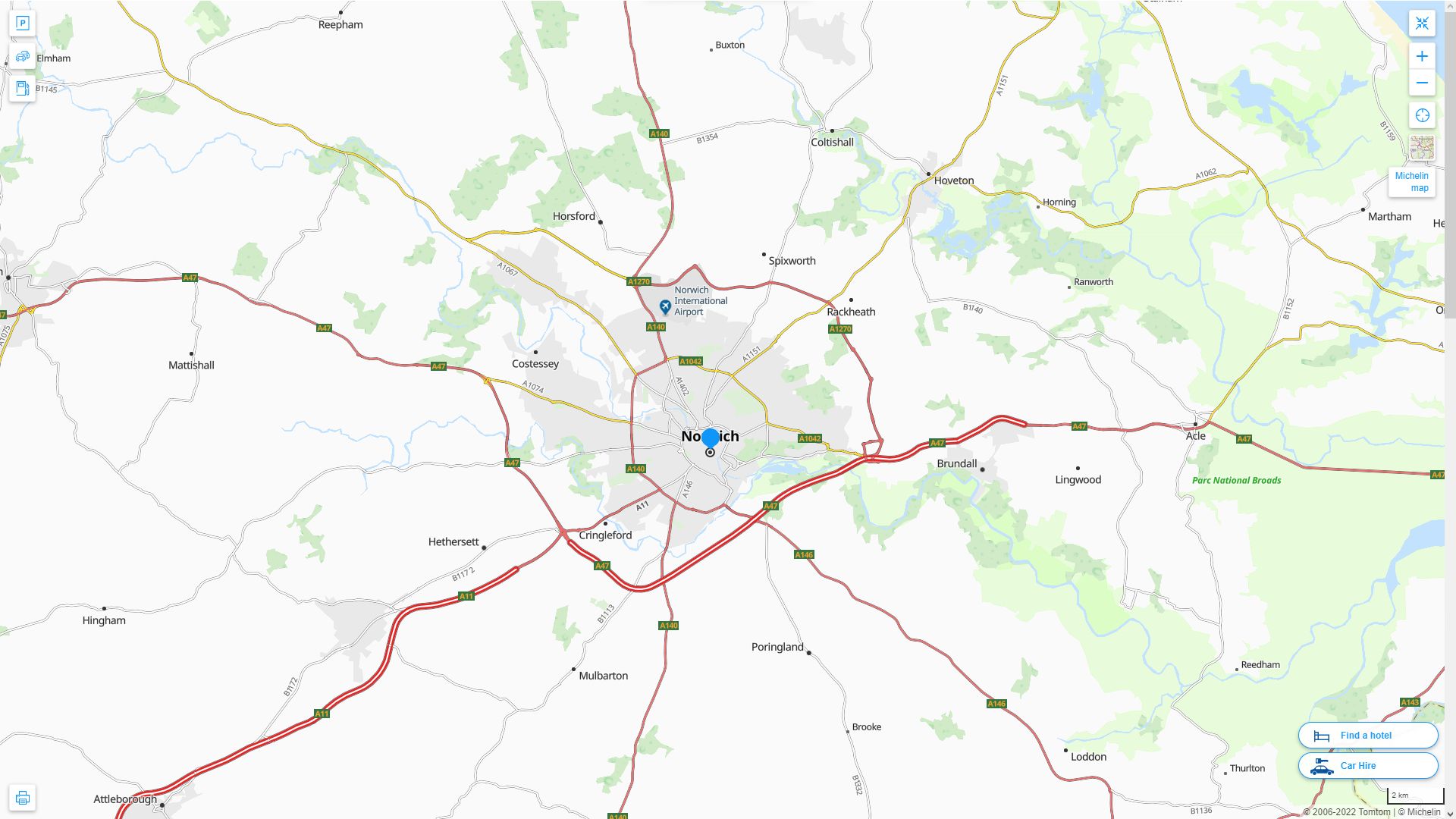 Norwich Royaume Uni Autoroute et carte routiere